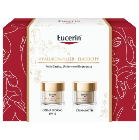 Eucerin Cofanetto di Natale 2023 Hyaluron Filler Elasticity Giorno - Crema viso da giorno SPF15 50 ml + Crema Notte 50 ml