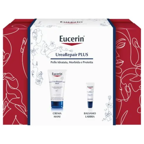 Eucerin Cofanetto di Natale 2023 UreaRepair Plus - Crema mani 75 ml + Balsamo labbra 10 ml