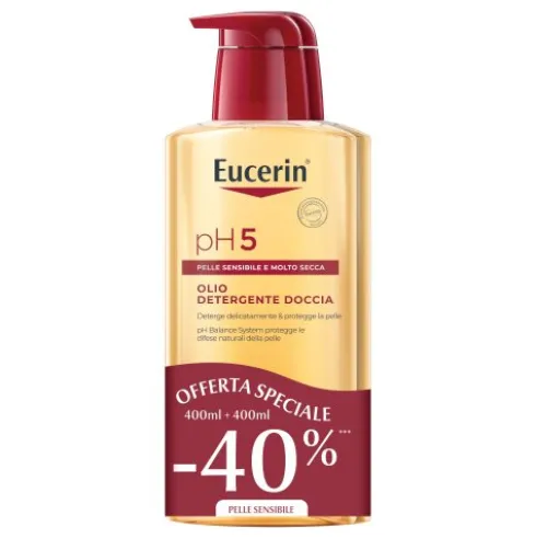 Eucerin pH5 Olio Detergente Doccia Pacco Doppio - Ideale per pelle secca e sensibile - 400 ml
