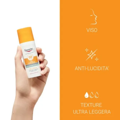 Eucerin Sun Oil Control Gel Crema Dry Touch SPF50+ - Protezione solare viso tocco secco - 50 ml