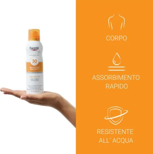 Eucerin Sun Spray Corpo Trasparente Dry Touch SPF30 - Spray solare corpo trasparente - 200 ml