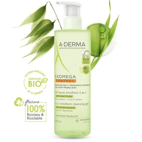 Exomega Control Gel 2 in 1 - Detergente emolliente per corpo e capelli - 500 ml