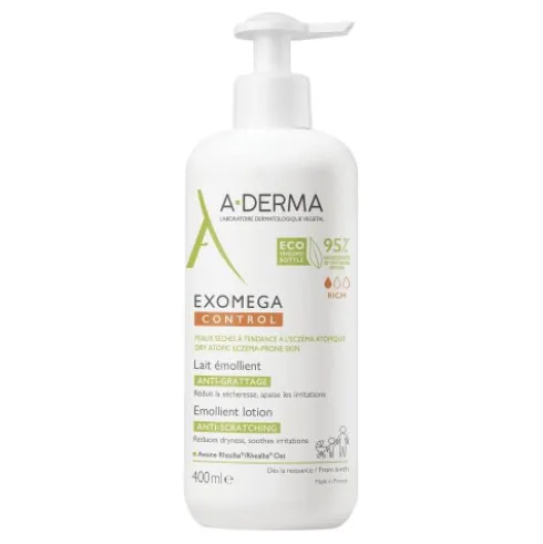 Exomega Control Latte Emolliente Tripla Azione - Latte lenitivo per pelle secca a tendenza atopica - 400 ml - Edizione limitata