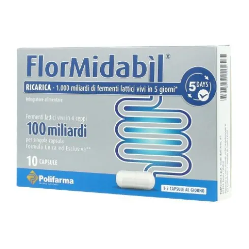 FlorMidabil Ricarica - Integratore alimentare a base di probiotici - 10 capsule