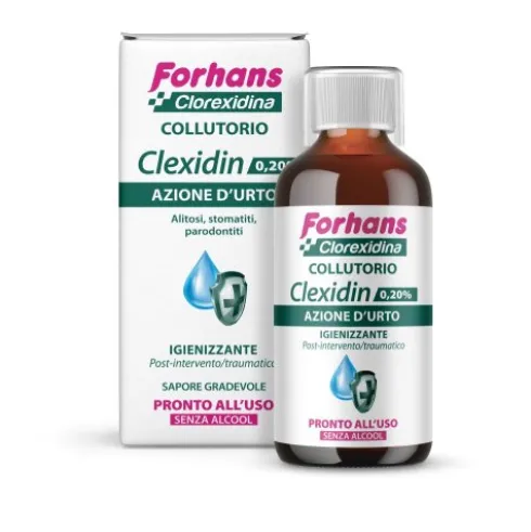 Forhans Clexidin Collutorio con Clorexidina 0,20% senza alcool - Ad azione urto - 200 ml