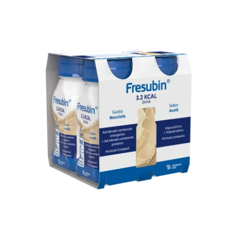 Fresubin 3.2 kcal Drink Nocciola - Per pazienti malnutriti e con aumentato fabbisogno energetico - 4 flaconi da 125 ml ciascuno