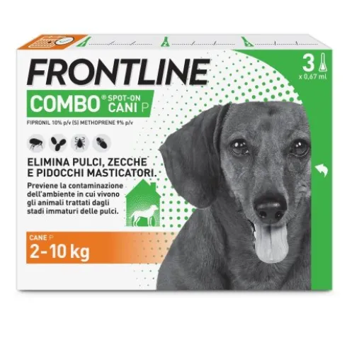Frontline Combo Cani da 2 a 10 Kg - Pipette antiparassitarie Contro Pulci, Zecche E Pidocchi - 3 Pipette monodose