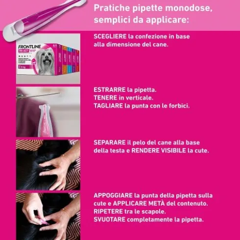 Frontline Tri-Act Cani da 2 a 5 kg - Pipette antiparassitarie Contro Parassiti Esterni E Insetti Volanti - 3 pipette monodose