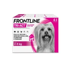 Frontline Tri-Act per Cani da 2 a 5 Kg - Pipette antiparassitarie Contro Parassiti Esterni E Insetti Volanti - 6 pipette monodose