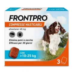 FRONTPRO Cani da 10 a 25 kg - Compresse masticabili antiparassitarie contro pulci e zecche - 3 compresse