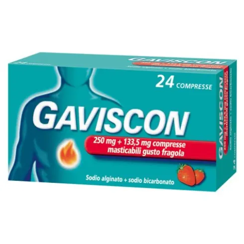 Gaviscon 24 Compresse Gusto Fragola 250mg+133,5mg