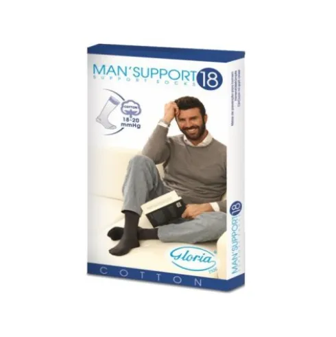 Gloria Man Support 18 Gambaletto in Cotone Nero Taglia 1