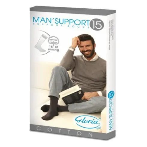 Gloria Man Support 15 Gambaletto Cotone Blu Taglia 5
