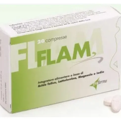Go Farma Flam Integratore Gravidanza con Acido Folico, Lattoferrina e Iodio 20 Compresse