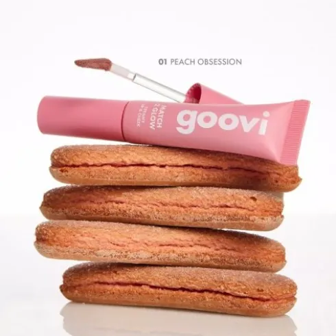 Goovi Match 2 Glow Creamy Lip&Cheek 01 - Blush in crema per labbra e guance - Colore peach obsession - 12 ml