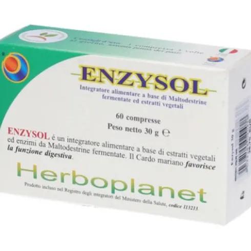 Herboplanet Enzysol Integratore Digestivo con Enzimi e Cardo Mariano 60 Compresse