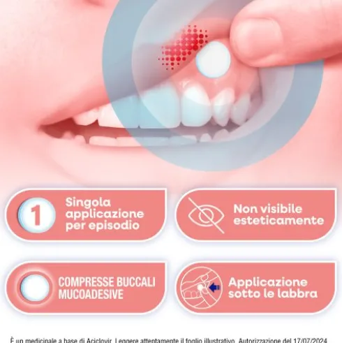 Herpmed Labiale - Compresse buccali a base di Aciclovir per Herpes labiale - 2 compresse buccali mucoadesive