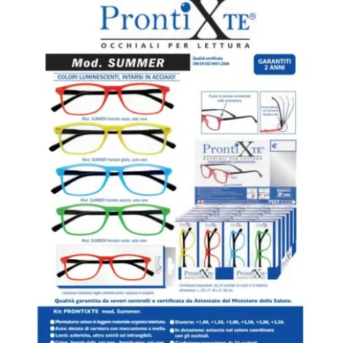 Industrie Ottiche Italiane Kit Prontixte Summer Occhiali da Lettura Espositore 24 Paia