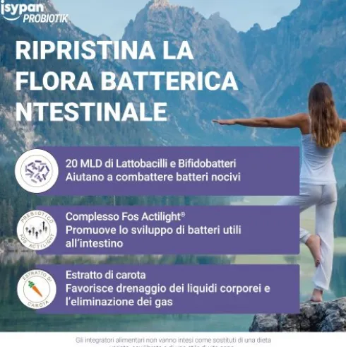 Isypan Probiotik - Integratore di probiotici e prebiotici per disbiosi intestinale - 12 Buste Orosolubili