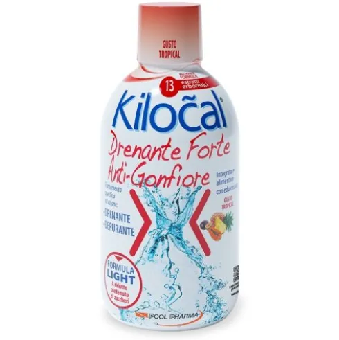 Kilocal Drenante Forte Anti-Gonfiore - Integratore alimentare drenante e depurativo - Gusto Tropical - 500 ml