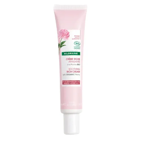 Klorane Crema Ricca Lenitiva alla Peonia Bio - Crema viso per pelle secca e sensibile - 40 ml