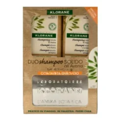 Klorane Duo Shampoo Solido Avena - Shampoo districante + Porta shampoo - 2 x 80 g - Edizione speciale