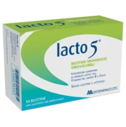 Lacto 5 Integratore Fermenti Lattici Orosolubili per Flora Intestinale - 10 Bustine
