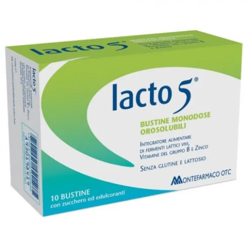 Lacto 5 Integratore Fermenti Lattici Orosolubili per Flora Intestinale - 10 Bustine