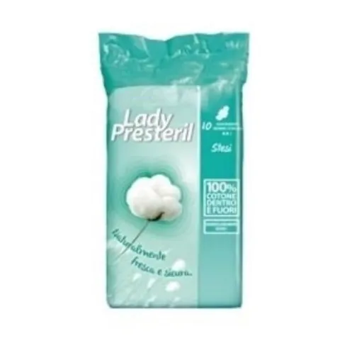 Lady Presteril Assorbenti Giorno con Ali in Cotone Ipoallergenici 10 Pezzi