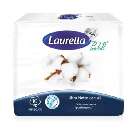 Laurella Assorbenti Cotone Ultra Notte Con Ali 10 Pezzi