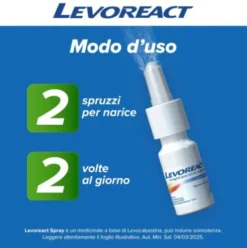 Levoreact Spray Nasale Antistaminico - Contro il naso chiuso da rinite allergica - 10 ml