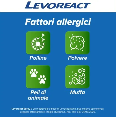 Levoreact Spray Nasale Antistaminico - Contro il naso chiuso da rinite allergica - 10 ml