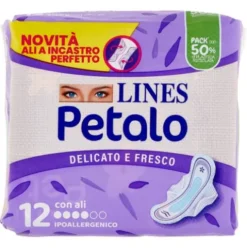 Lines Petalo Assorbenti con Ali Morbidi e Traspiranti 12 Pezzi