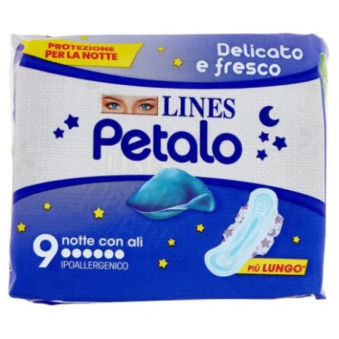 Lines Petalo Assorbenti Notte con Ali 9 Pezzi