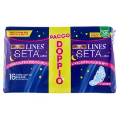 Lines Seta Ultra Notte Assorbenti con Ali 16 Pezzi