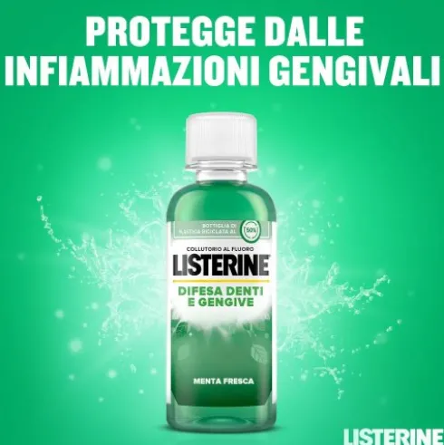 Listerine Difesa Denti e Gengive Collutorio - Ideale per l'igiene orale quotidiana - Gusto Menta fresca - 95 ml