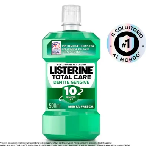 Listerine Difesa Denti e Gengive Collutorio - Ideale per l'igiene orale quotidiana - Gusto Menta fresca - 500 ml