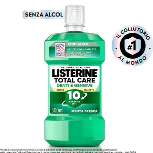 Listerine Difesa Denti e Gengive Collutorio Zero Alcol - Ideale per l'igiene orale quotidiana - Gusto Menta fresca - 500 ml
