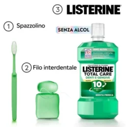 Listerine Difesa Denti e Gengive Collutorio Zero Alcol - Ideale per l'igiene orale quotidiana - Gusto Menta fresca - 500 ml