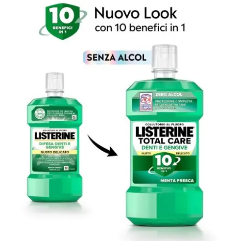 Listerine Difesa Denti e Gengive Collutorio Zero Alcol - Ideale per l'igiene orale quotidiana - Gusto Menta fresca - 500 ml