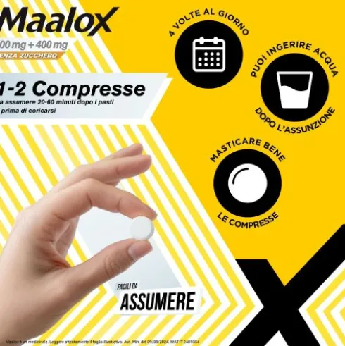 Maalox - Per il trattamento dell'acidità di stomaco occasionale - 30 Compresse masticabili senza zucchero