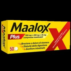 Maalox Plus - Rapido sollievo dal bruciore di stomaco e difficoltร a digerire - 50 Compresse Masticabili