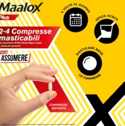 Maalox Plus - Rapido sollievo dal bruciore di stomaco e difficoltà a digerire - 30 Compresse Masticabili