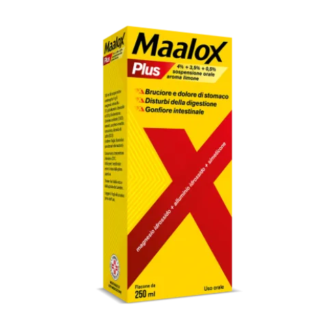 Maalox Plus Sciroppo - Rapido sollievo dal bruciore di stomaco e difficoltà a digerire - Sospensione orale da 250 ml
