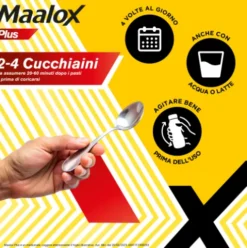 Maalox Plus Sciroppo - Rapido sollievo dal bruciore di stomaco e difficoltà a digerire - Sospensione orale da 250 ml