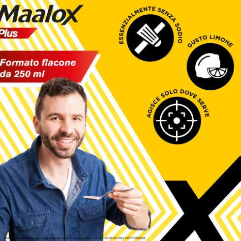 Maalox Plus Sciroppo - Rapido sollievo dal bruciore di stomaco e difficoltà a digerire - Sospensione orale da 250 ml
