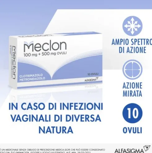 Meclon - Per il trattamento di infezioni vaginali - 10 Ovuli Vaginali 100+500mg