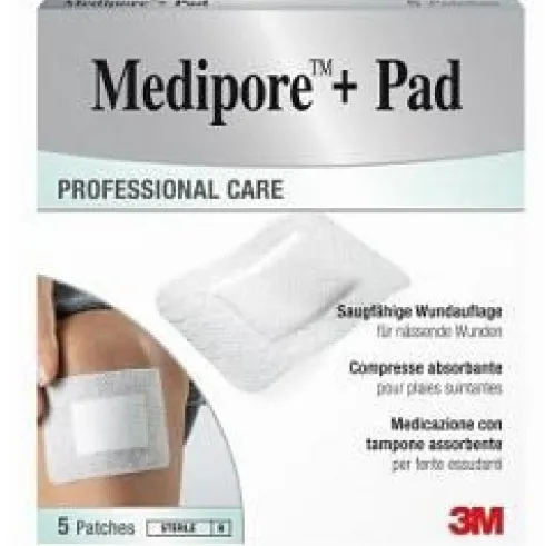 Medipore Med + Pad Medicazione Sterile 10x20cm, 5 Pezzi