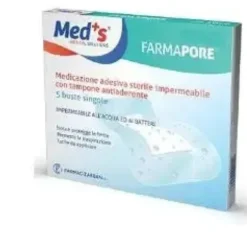Meds FarmaPore Medicazione Adesiva Sterile Impermeabile 10x15cm 5 Pezzi