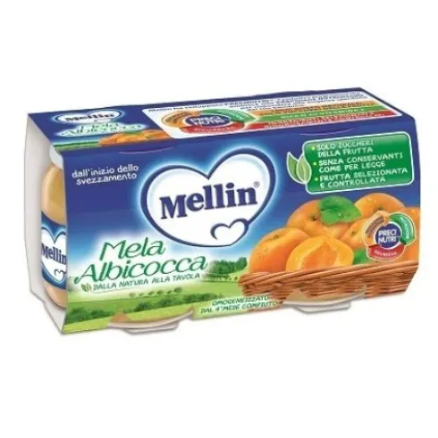 Mellin Omogeneizzato Mela e Albicocca Alimento Infanzia dal 4° Mese - 2x100g